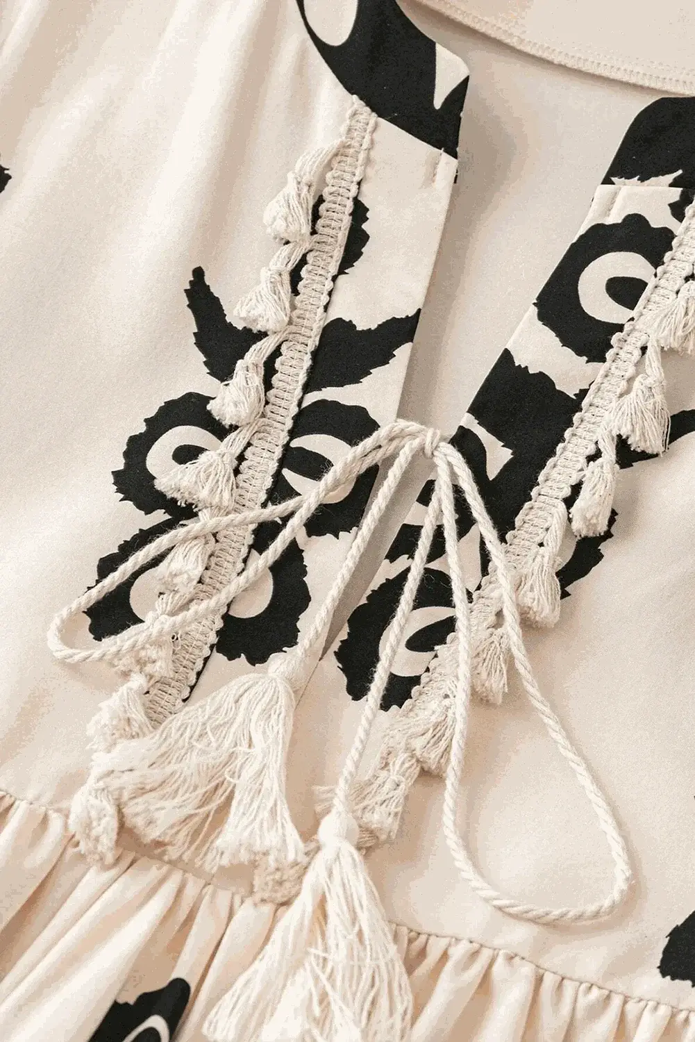 Bohemian tassel dress, 3/4 sleeve - Love Salve